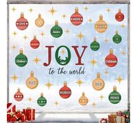 TOARTi Joy to The World Wall Decal Christmas Ball Window Cling Merry Christmas Light Ball Wall Stickers Xmas Christmas Bible Quotes Stickers Nativity Scene Decals Xmas Holiday Party Supplies
