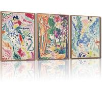 TOARTi Matisse Gallery Framed Canvas Wall Art Set,Large Museum Exhibition Wall Decor,Colourful Abstract Matisse Garden Wall Painting,Modern Matisse Forest Art Prints For Living Room,Bedroom 12x16 x3
