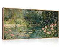 TOARTi Monet Floral Framed Canvas Wall Art Set Impressionist Botanical Garden Wall Decor Vintage Ponds Tree Plant Artwork Nature Landscape Prints Pictures for for Living Room Bedroom 20x40 Inches