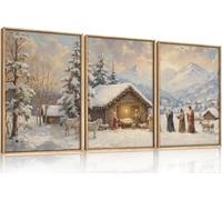 TOARTi Nativity Wall Art Set Christian Christmas Decorations Large Christian Frame Canvas Prints Vintage Xmas Artwork Bible Wall Decor for Living Room Bedroom Winter Home Decoration 12x16inchx3