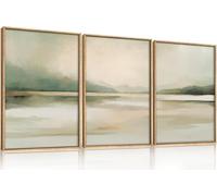 TOARTi Neutral Abstract Framed Canvas Wall Art Set,Minimalist Gray and Beige Pastel Wall Decor,Modern Nature Misty Textured Art Painting for Living Room,Bedroom 12x16inchx3
