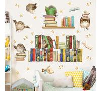 TOARTi Owl Wall Sticker,Reading Corner Wall Stickers,Educational Window Clings,Library Reading Stickers,Cartoon Animal Decal for Kids Baby Room School Bookstore Classroom Nursery Bedroom