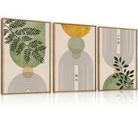 TOARTi Sage Green Framed Canvas Boho Wall Art Prints Mid Century Decor Bohemian Wall Art for Living Room Nature Plants Minimalist Paintings Bedroom Dining Room Office - 12x16inchx3