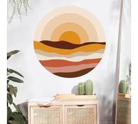 TOARTi Sun Peel and Stick Wall Decal Mountains Round Arch Wall Sticker,Bohemia Wallpaper Hills Wall Sticker Headboard Nursery Wall Decor Circle