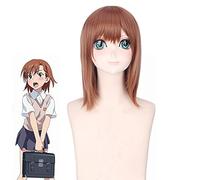 Toaru Kagaku No Railgun Misaka Mikoto Cosplay Wig Brown Short Straight Heat Resistant Synthetic Hair Wigs Perucas+Wig Cap
