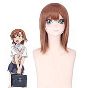 Toaru Kagaku No Railgun Misaka Mikoto Cosplay Wig Brown Short Straight Heat Resistant Synthetic Hair Wigs Perucas+Wig Cap