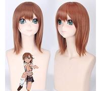 Toaru Majutsu No Index Misaka Mikoto Cosplay Wig 40Cm Short Straight High Quality Heat Resistant Synthetic Hair Wig Brown Anime