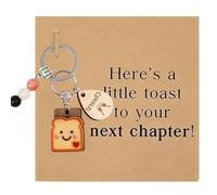 Toast Bread Keychain with Good Luck Card, Croissant Keyring, Cute Keychain Accessories, Customised Key Rings Bag Charm for New Beginnings, Divorce, Congratulations Gift for Women (Style 3 (1Pc+Card))