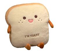 Toast Bread Plush Pillow,Funny Sliced Stuffed Pillow,Adorable Expression Food Nap Pillow with Hand Pocket A