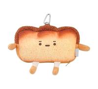 Toast Coin Purse, Zippered Mini Wallet, Plush Cartoon Accessory, Backpack Clip Pocket, Fun Grilled and Happy Styles, Small Storage for Girls, Great for Travel or Shopping