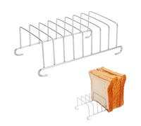Toast Holder - Toast Racks Stainless Steel, Rectangle Grid Organizer, 2 PCS 8 Slices Toasts Holder Durable Air Fryer Accessory | Heat Resistant Kitchen Tool for Restaurants Breakfast Display Serving