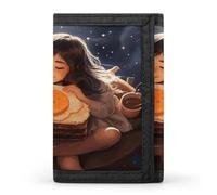 Toast in Dream Wallet for Men Extra Capacity Trifold Wallet Front Pocket Wallets with Magic Sticker Zipper Coin Pocket