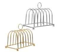 Toast Rack 2pcs Bread 6 Slots Metal Stand Desktop Cooling Kitchen Breakfast Serving Station Loaf Holder with Handle Toast
