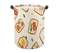 Toast with Egg Tomatoes Cute Laundry Basket with Handle Oxford Foldable Large Hamper for Bedroom Bathroom