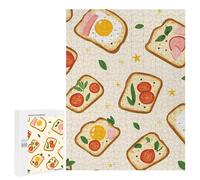 Toast with Egg Tomatoes Wooden Jigsaw Puzzles for Adults Vertical Challenge Intelligent Picture Puzzle Games Gift for Family