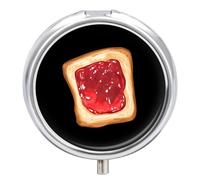 Toast with Jam Round Pill Box Organiser 3 Compartment Portable Medicine Case