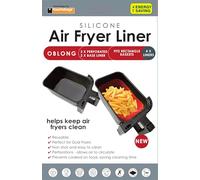 Toastabags Silicone Air Fryer Liner Set, Rectangle Oblong Shape, 4 Pack with 2 Perforated and 2 Base Liners, Non-Stick, Dishwasher Safe, for Dual Drawer Fryers