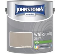 Toasted Beige Johnstone’s Wall & Ceiling Silk Paint 2.5L - Smooth Silk Finish, Excellent Coverage, Quick Dry, Low Odour Interior Paint for Walls & Ceilings