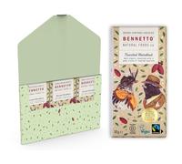 Toasted Hazelnut Dark organic chocolate with crunchy toasted hazelnuts. 60% cocoa. Certified organic, Fairtrade, and net climate positive. Beautiful gifts for everyone. 3x 80g Full Size Bars.