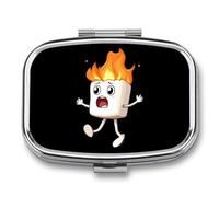 Toasted Marshmallow with Fire Travel Pill Organizer with Mirror