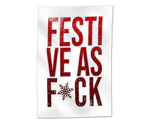 Toasted Merch Festive as F-ck Christmas Teatowel - Santa Ticket Gift - Soft Touch, Vibrant Print, Red and Green (Festive), 46 cm x 67 cm