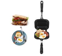 Toasted Sandwich Maker, Double Sided Non-Stick Stovetop Toastie Maker Panini Press Grill Flip Pan with Heat-Resistant Handles for Home Kitchen Outdoors Camping
