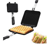 Toasted Sandwich Maker Non-stick Camping Toaster Quick Heating Toastie Maker Double Sided Sandwich Press with Non Slip Anti-Scald Handle for Bread BreakfastToasted