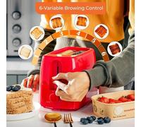 Geepas 2 Slice Bread Toaster 6 Level Browning Control with Crumb Tray Small Slot in Red Geepas Red