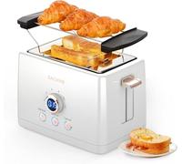 Toaster 2 Slice - ZACHVO Bread with Countdown Timer, 6 Browning Setting, Warming Rack Removable Crumb Tray, High Lift, Reheat, Defrost, for Busy Mornings Family Breakfasts