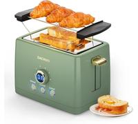 Toaster 2 Slice - ZACHVO LCD Countdown Timer, 6 Browning Setting - 850W Bread Toasters with Warming Rack and Removable Crumb Tray - High Lift, Reheat, Defrost, Cancel Function
