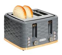 Toaster 4-Slice Grey Ripple PP/Steel 29.3x27.6x18.9cm 7-Browning 1600W Auto Lift