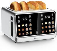Toaster 4 Slice with TouchScreen, Memory Function & Single-Slot Focus, Keenstone 1700W Smart Digital Toaster for Ultimate Control, Wide Slot to Reheat & Defrost Bagels, Bread, Waffles, Stainless Steel