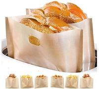 Toaster Bags Reusable Non-Stick Pockets Sandwich 3 6 12 Pcs, Toastie Bags Heat Resistant Pizza Bread Snack Microwave Oven Grill BPA Free 17 * 19cm (6 Pcs)
