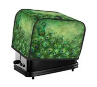 Toaster Cover 2 Slice, Green Peacock Feather Kitchen Accessories Anti Dust Waterproof, Bread Maker Cover