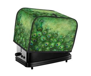 Toaster Cover 2 Slice, Green Peacock Feather Kitchen Accessories Anti Dust Waterproof, Bread Maker Cover