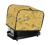 Toaster Cover 2 Slice, Yellow Bee Flower Kitchen Accessories Anti Dust Waterproof, Bread Maker Cover
