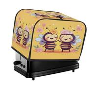 Toaster Cover 4 Slice, Cartoon Bee Flower Kitchen Accessories Anti Dust Waterproof, Bread Maker Cover