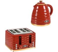 HOMCOM Kettle and Toaster Set 1.7L Rapid Boil Kettle & 4 Slice Toaster Red