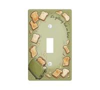 Toaster Kitchen Single Light Switch Cover Plate, Fanciful Playful Bread Steam Summer Green Plastic Standard Size Switch Plate Decorative for Living Room Bedroom Home Office Decor (Single)