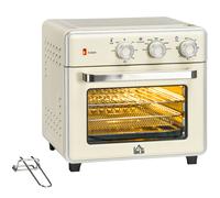 Toaster Oven Cream 20L Stainless Steel Chrome Trim 4-Slice Compact 36x38cm Timer