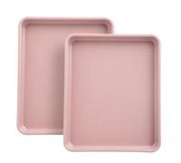 Toaster Oven Pans Set of 2, Shinsin 11-Inch Nonstick Baking Sheet Pans and Trays, 1/8 Thicker Replacement Small Baking Tray Accessories for Cookie, Non Toxic and Easy Clean and Diswasher Safe, Pink