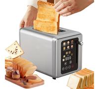Toaster, Stainless Steel Touchscreen Pop-Up with Sound Function and Digital Timer, Extra Wide Slots, Multiple Bread Types and Shade Settings, Ideal for Buffets and Camping