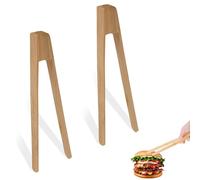 Toaster Tongs Wooden, 2 PCS 9.8 Inch Bamboo Cooking Tong Classic Reusable Anti-Slip Toast Tweezers for Tea Cheese Bread BBQ