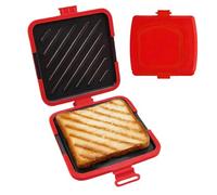 Toasties Sandwich Maker With Removable Plates, 6.3x6.5x1.18 Inches Silicone Microwave Toastie Sandwich Maker,Grill Cheese Toaster Press Pan for Breakfast Crispy Sandwiches Paninis Fried Eggs (Red)