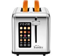 Toastley Smart Toaster 2 Slice with Screen Touch Control. 2 Slice Toaster Wide Slot, Extra Lift, Auto Shutoff, Timer, Toast, Defrost, & Reheat Functions, 880W, Silver