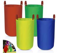 TOATELU Pack of 4 Potato Sack Racing Bags, Colourful Jump Bags, Sack Housing, Outdoor Play Set for Children Adults, Egg Running, 3-Leg Racing, Medals, (Red, Yellow, Blue, Green)