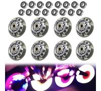 TOATELU Pack of 8 Inline Skate Wheels, 72 mm Silver Transparent Inline Wheels, Inline Skate Parts Wheels with 16 Ball Bearings, Universal for All Types of Roller Skates