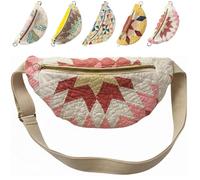 ToatlHeal Vintage-Inspired Patchwork Quilted Sling Bag, Women's Patchwork Bag with Adjustable Strap, Bohemian Fabric Shoulder Satchel (E)