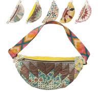 ToatlHeal Vintage-Inspired Patchwork Quilted Sling Bag, Women's Patchwork Bag with Adjustable Strap, Bohemian Fabric Shoulder Satchel (D)