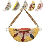 ToatlHeal Vintage-Inspired Patchwork Quilted Sling Bag, Women's Patchwork Bag with Adjustable Strap, Bohemian Fabric Shoulder Satchel (B)